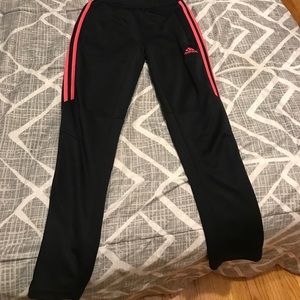 Black Adidas Soccer Pants with Hot Pink Stripes